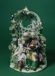 Meissen prieelgroep, naar een schilderij van Boucher, ca. 1760